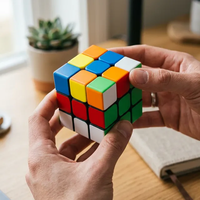 A Rubik's Cube with the first two layers solved and the last layer scrambled